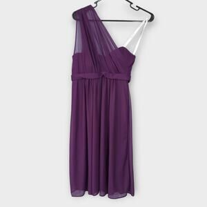 Davids Bridal Dress Womens 4 Style F15607 Purple Asymmetrical Sheer Short Party